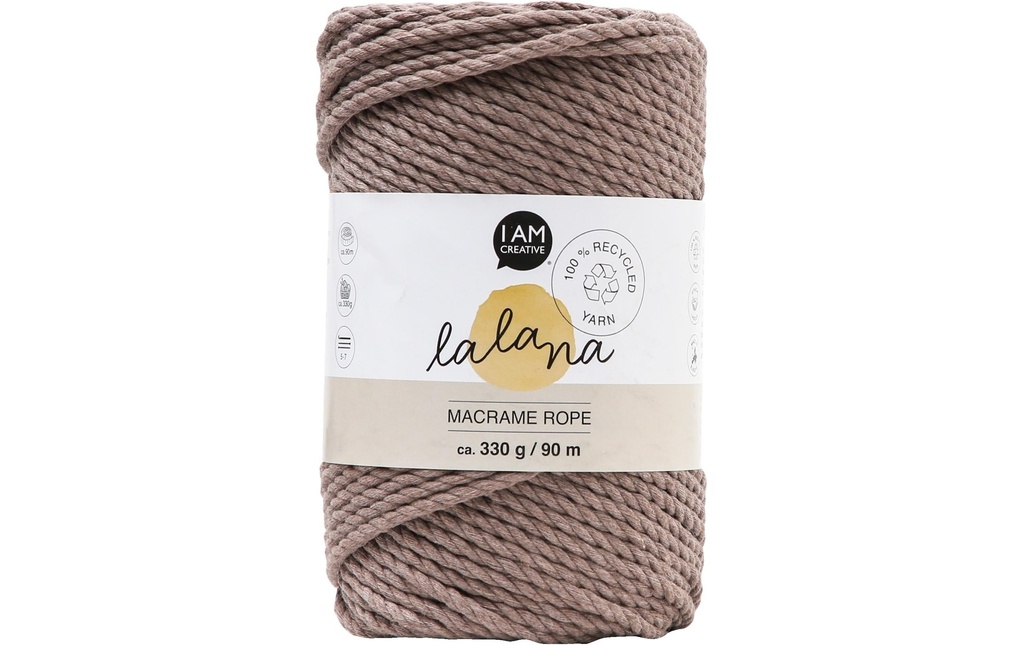lalana Laine Corde à macramé 3 mm, 330 g, Brun