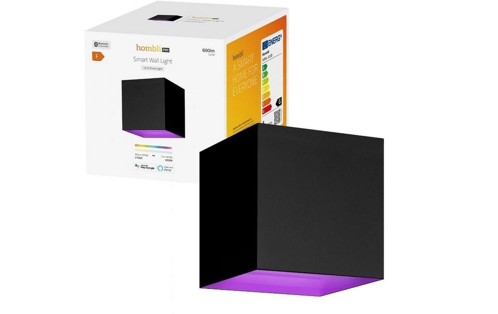 hombli Lampe de jardin Smart Wall Light 2 x 3W, RGB+CCT, noire