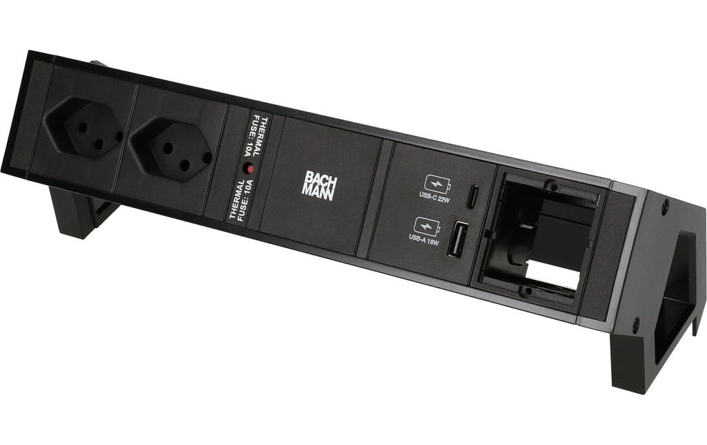 Bachmann Bloc multiprises de table DESK 2, 2x T13, 1x USB A/C, 1x Custom