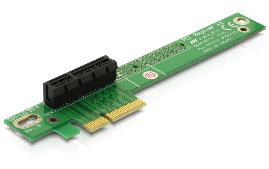 Delock Carte PCI-E riser x4 à x4, coudés