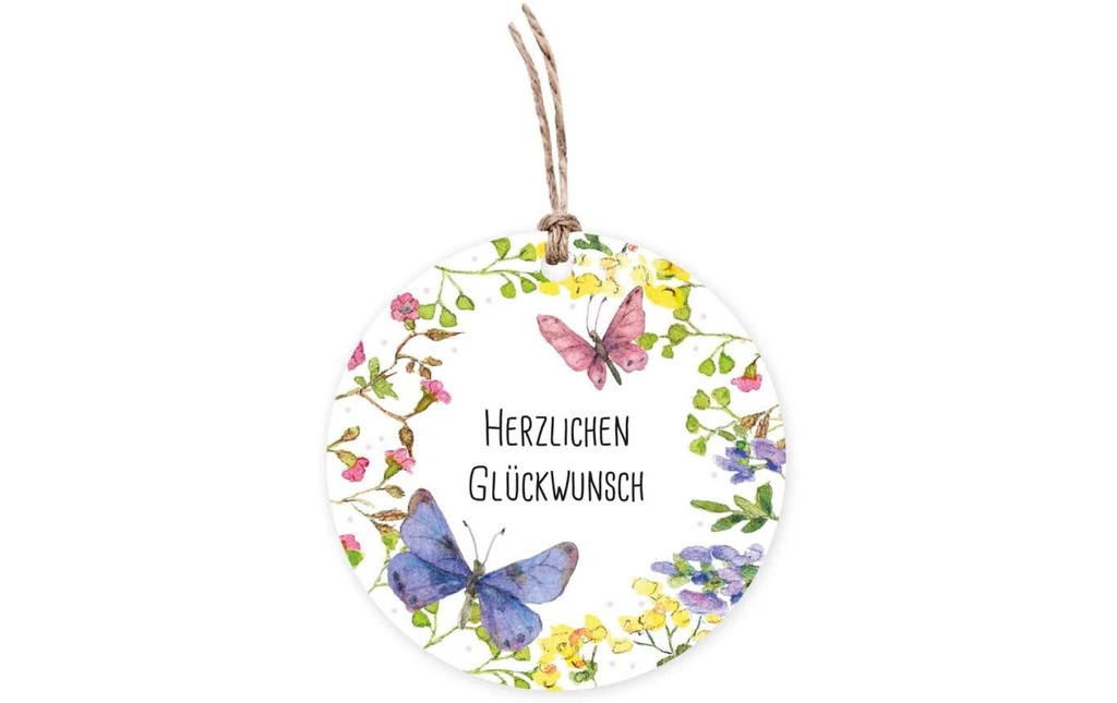 Grätz Étiquette pour cadeau Prairie fleurie Rond, Ø 7.8 cm