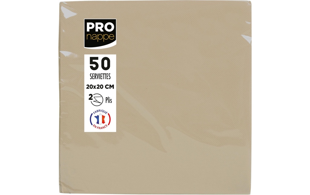 PRO nappe Serviettes en papier Beige 20 cm x 20 cm, 50 Pièce/s