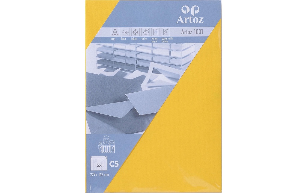 Artoz Enveloppe 1001, C5, 5 Pièce/s, Sunny Yellow