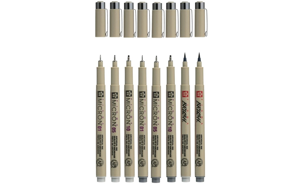Sakura Fineliner Pigma Micron Gris froid/gris clair froid, 8 pièces