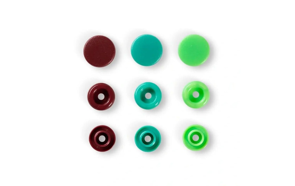 Prym Boutons poussoirs Boutons de couleur Vert/marron, 12.4 mm, 30 pièces