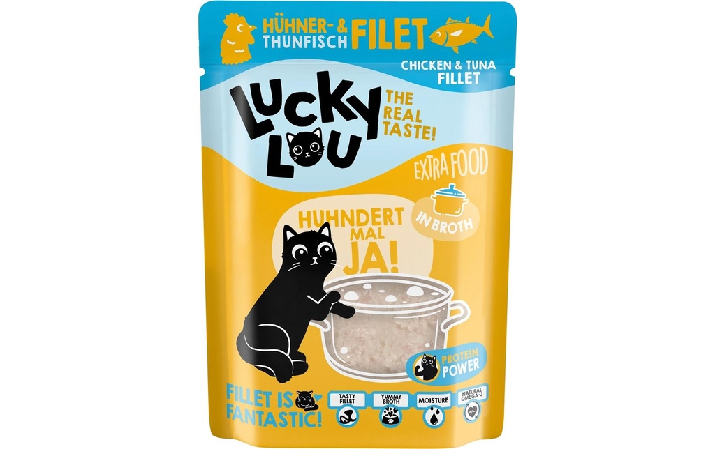 Lucky Lou Alimentation humide Extra Food Filet de poulet & thon en bouillon, 70 g