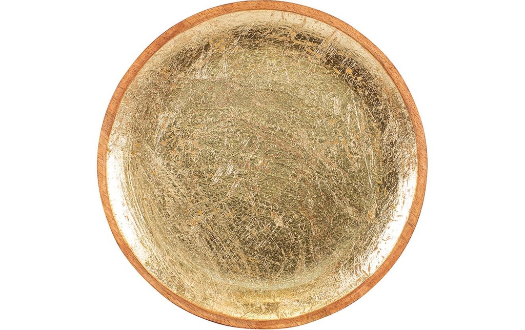 Kadastar Plateau de service Shine Ø 30 cm, Brun/Doré