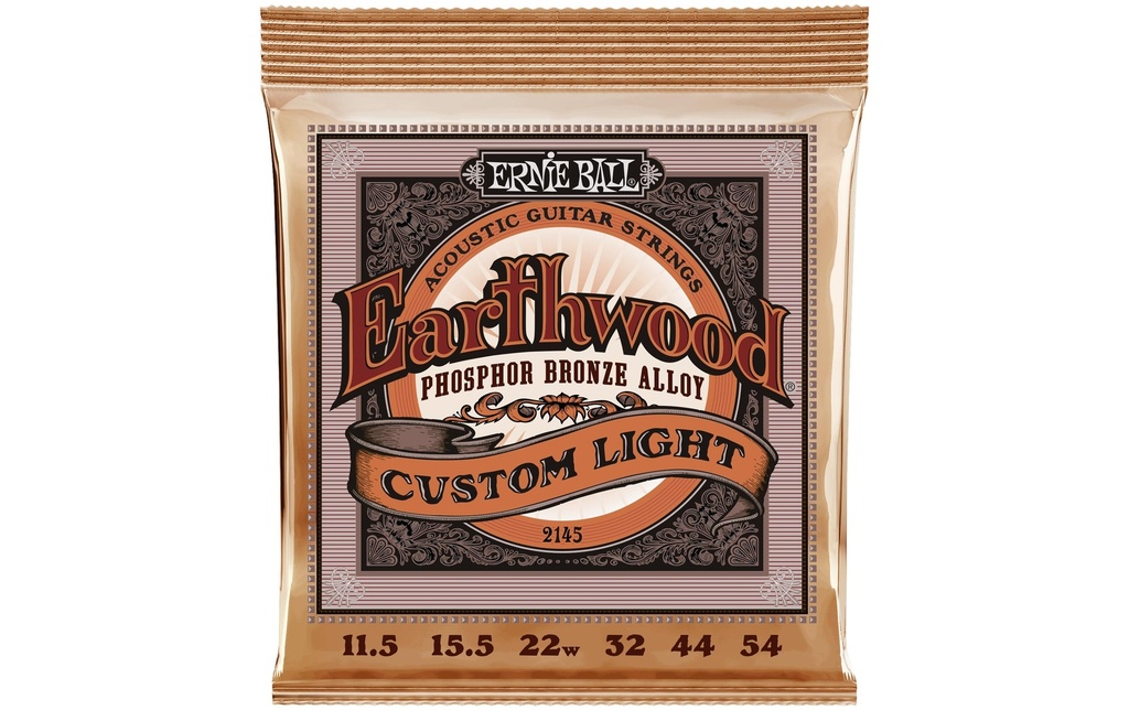 Ernie Ball Cordes de guitare 2145 Earthwood PB – Custom Light 11.5-54