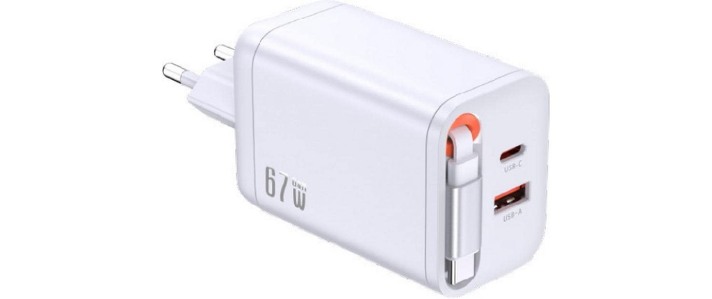 Schönenberger Chargeur mural USB Sortie: USB-C / USB-A: 67W PD, blanc
