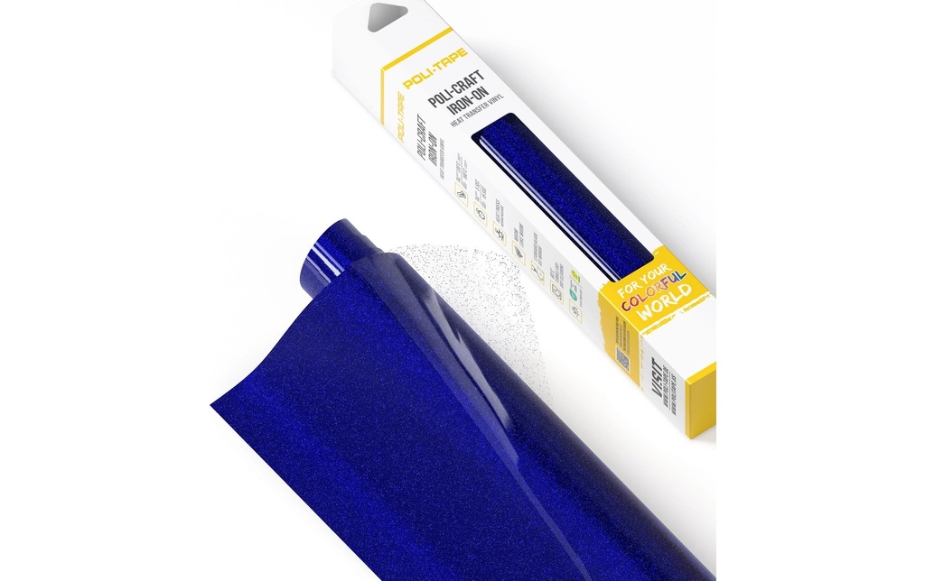 Poli-Tape Film thermocollant Pearl Glitter, 30.5 x 61 cm, bleu roi