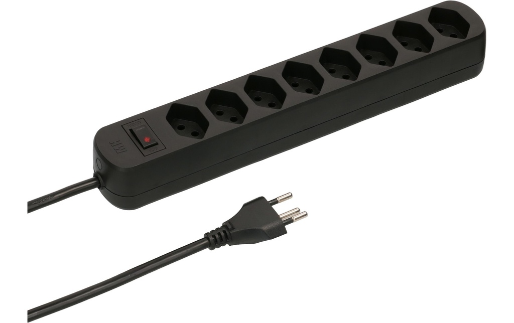 Max Hauri Bloc multiprises Basic-Line 8x T13 Noir avec interrupteur