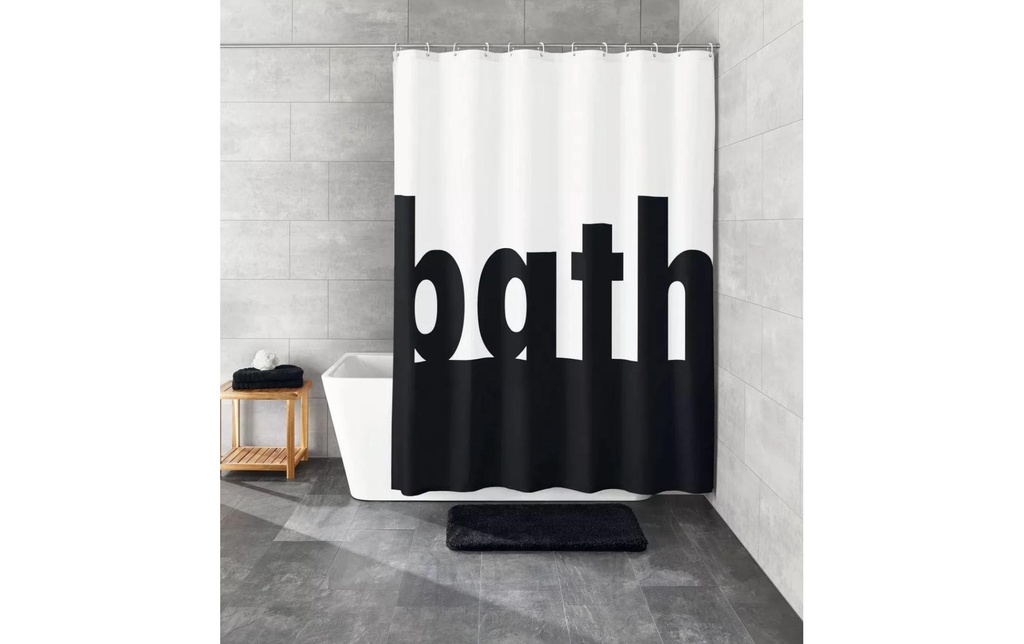 Kleine Wolke Rideau de douche Bath 180 x 200 cm, Noir/Blanc
