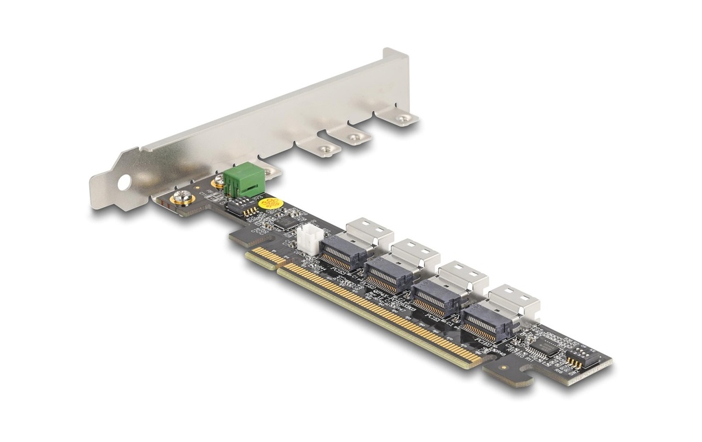 Delock Adaptateur de bus hôte PCI-e x16, 4x SFF-8654 NVMe Bifurcation
