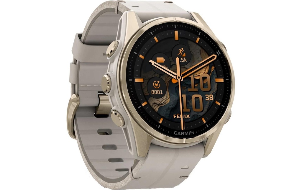 GARMIN Montre de sport Fenix 8 AMOLED Sapphire, 43 mm Gris clair