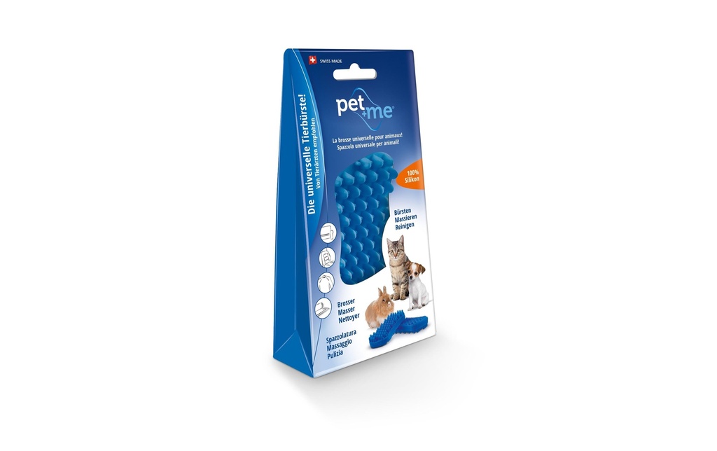 Pet+me Brosse de soins Soft, bleu
