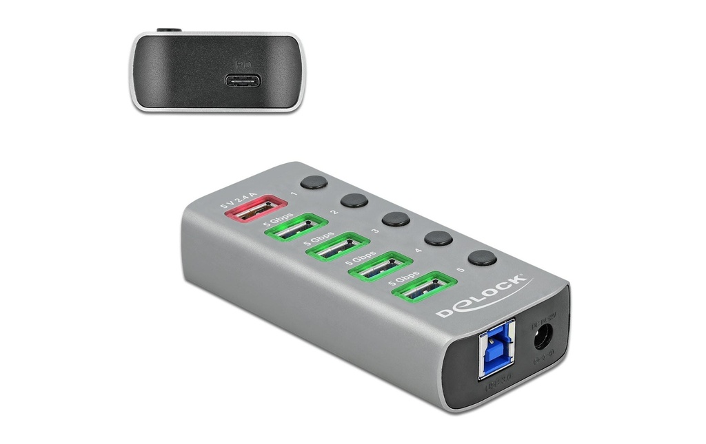 Delock Hub USB 63263 USB 3.0 - 4x USB-A / 2x port de charge