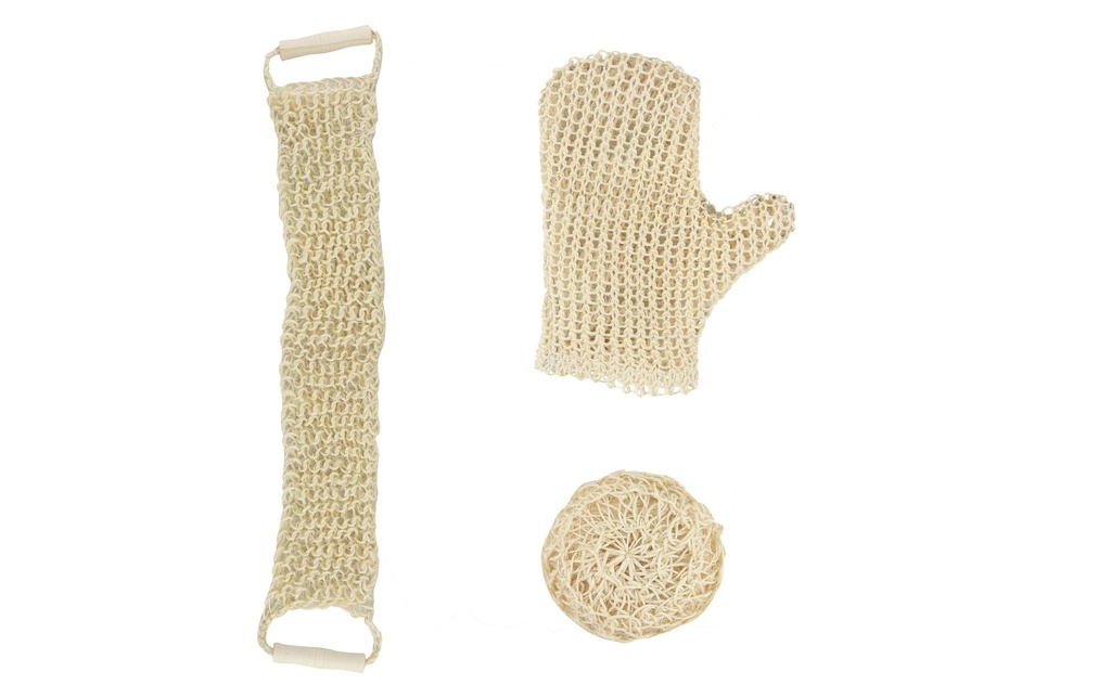 MSV Kit éponge de bain en sisal, Blanc