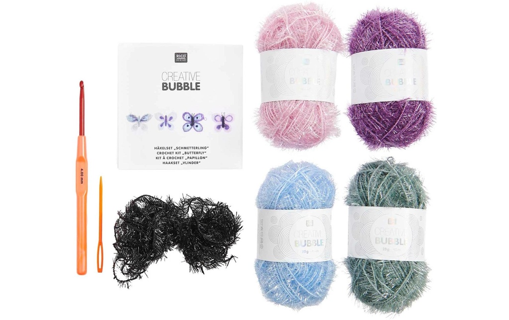 Rico Design Kit de crochet Bubble 6 pièces, papillon