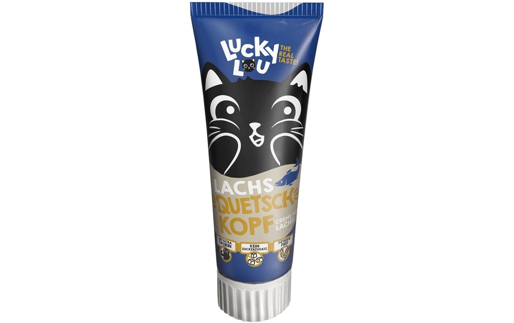 Lucky Lou Collation pour chat Tube Tête de sertissage Saumon 75 g