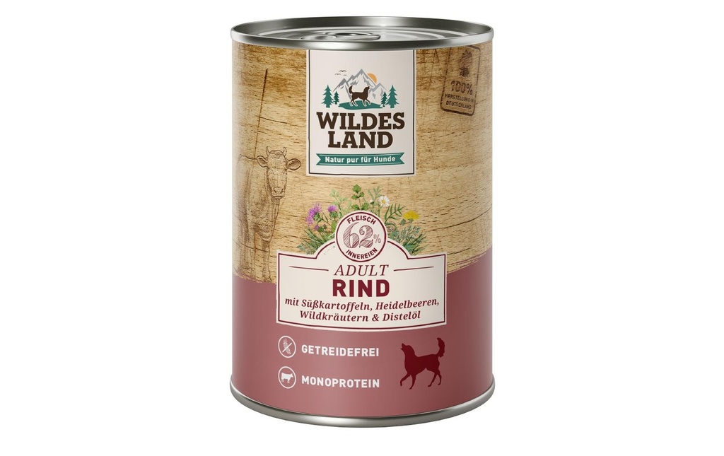 Wildes Land Alimentation humide Bœuf aux patates douces et aux myrtilles 400 g