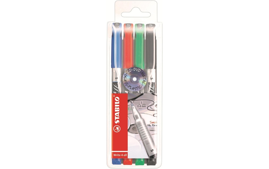 STABILO Marqueur indélébile Write-4-all SF, 4 pièces