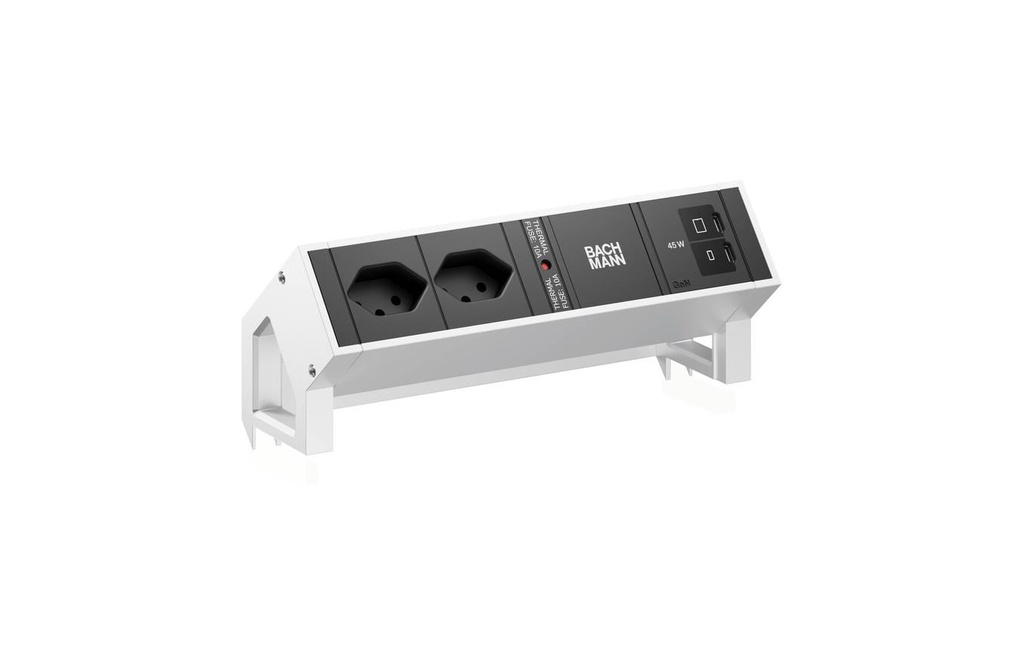 Bachmann Bloc multiprises de table DESK2 2xT13 1xUSB C/C 45W 0.2m INOX