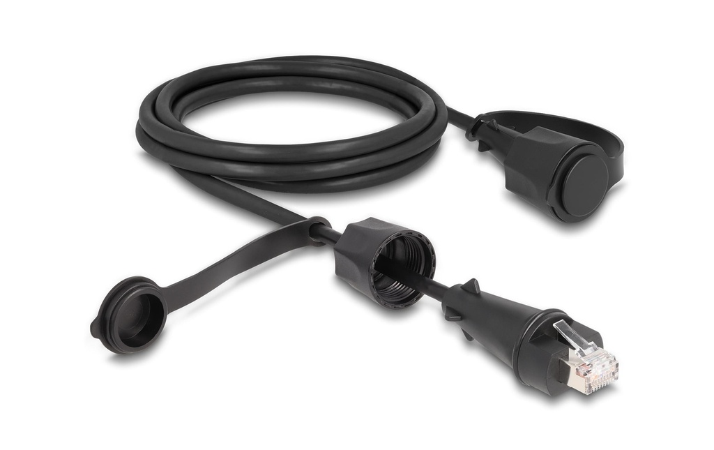 Delock avec bouchon de protection Cat 6, STP, 2 m, Noir