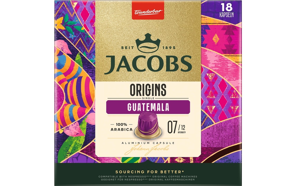 Jacobs Capsules de café Origines uniques Guatemala 18 pièces