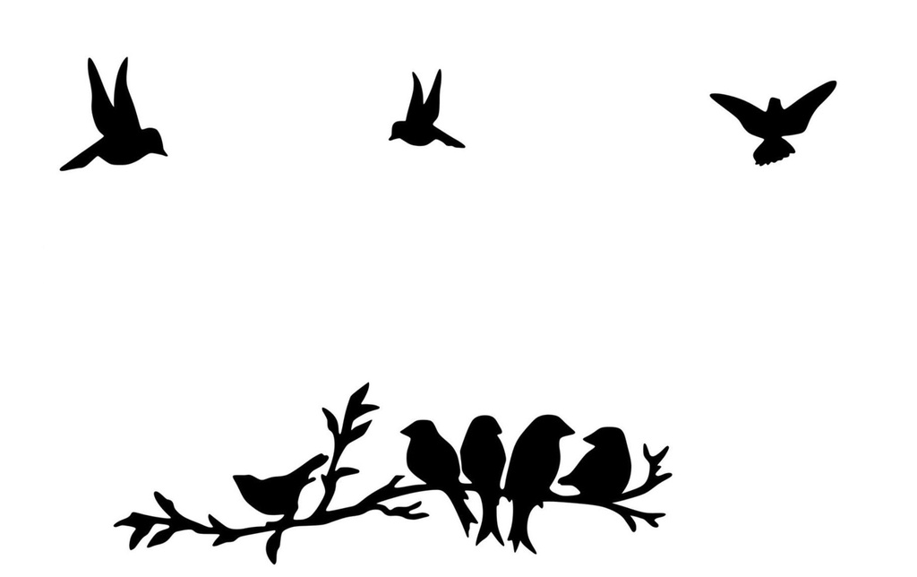 Wallxpert Décoration de mur Oiseaux 4 pièces, 68 x 22 cm