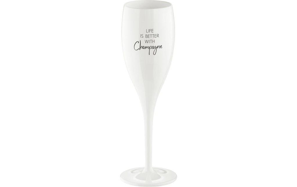 Koziol Verre à champagne Superglass Life is better 100 ml, 1 Pièce/s, Blanc