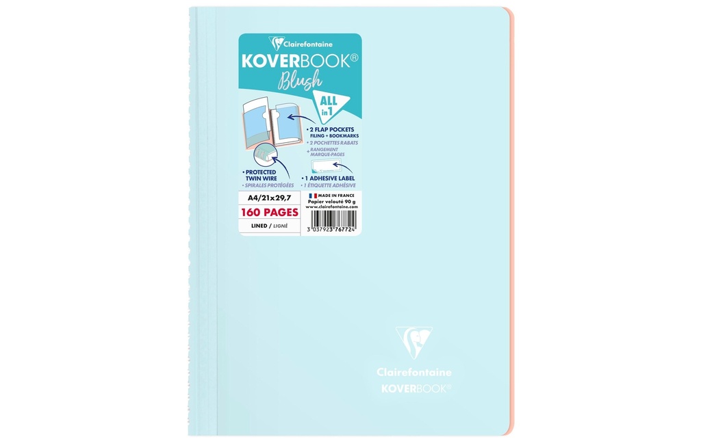 Clairefontaine Bloc-notes Blush A4, ligné, bleu glacé