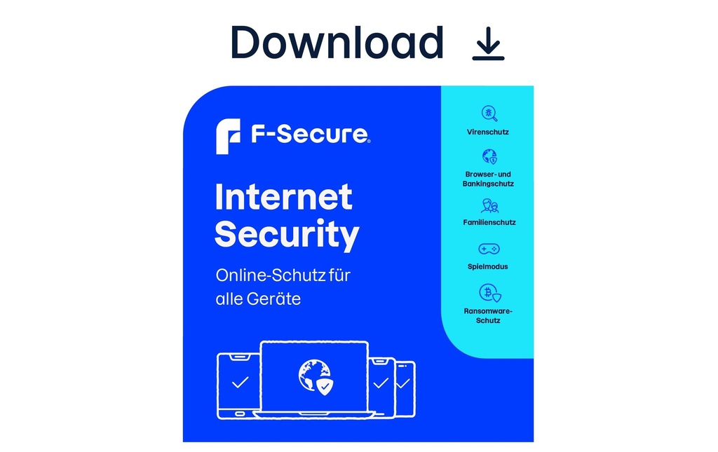 F-Secure Internet Security ESD, version complète, 5 appareils, 1 an