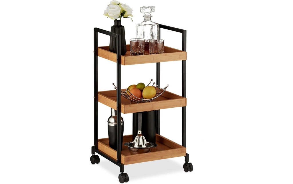 relaxdays Chariot de service avec 3 étages 69.5 x 37 x 34 cm