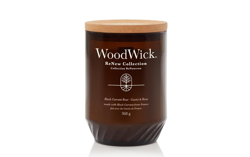 Woodwick Bougie parfumée Black Currant & Rose ReNew Large Jar