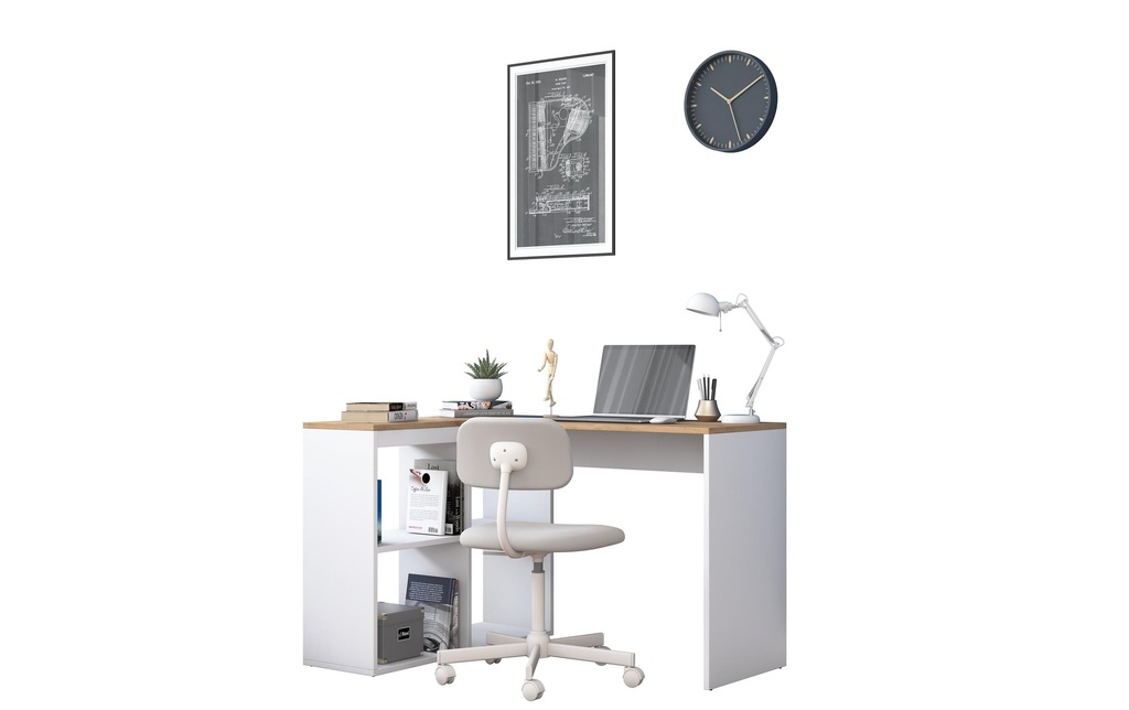 Woody Fashion Table de bureau Blanc, 120 x 74.8 x 50 cm