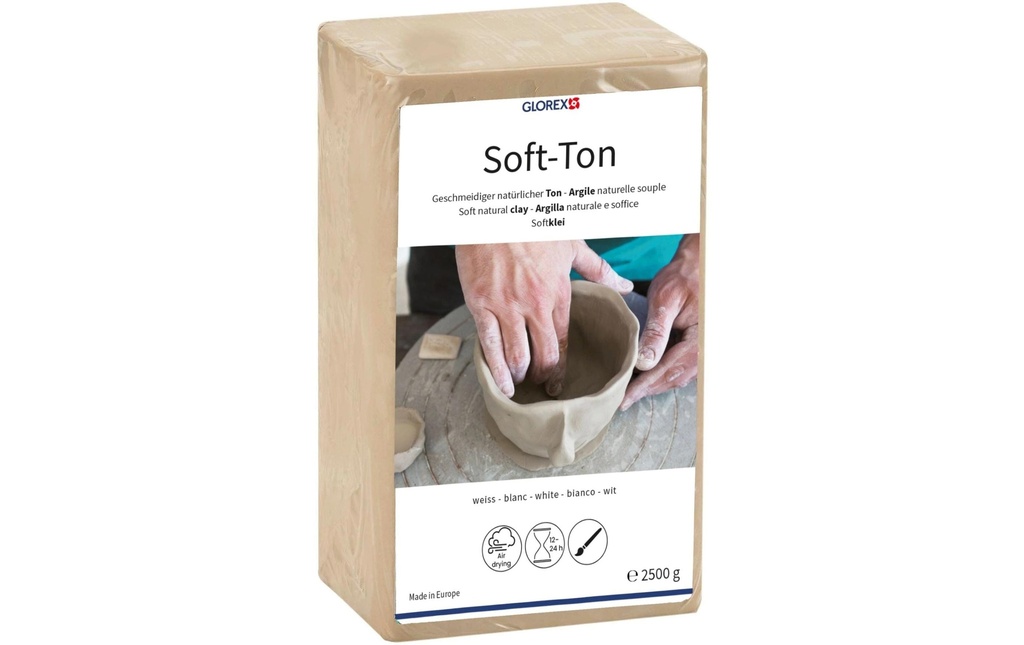 Glorex Matière à modeler Tonalité douce 2500g, blanc