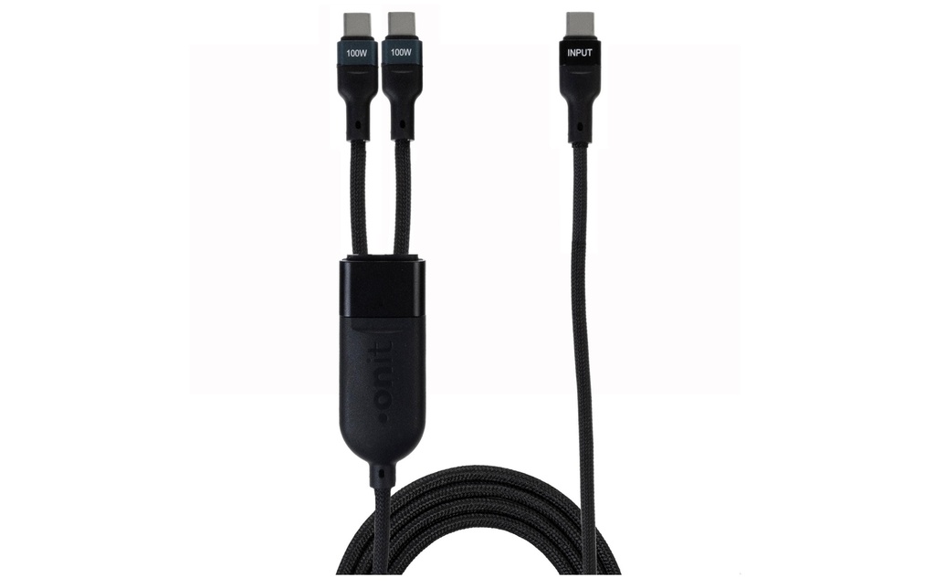 onit Câble en Y USB 2.0 100 W, USB-C - USB-C, 1.5 m, Noir
