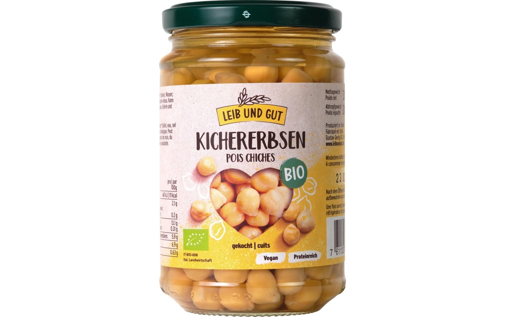 Leib und Gut Pois chiches bio cuits 300 g