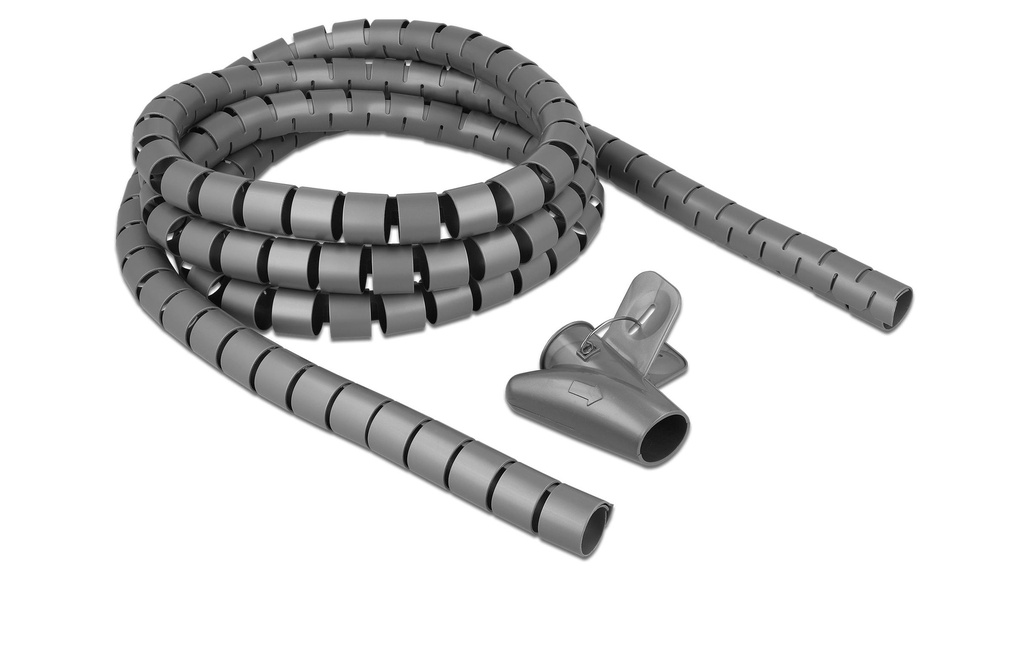 Delock Tuyau en spirale avec outil de rétraction, 2.5 m x 25 mm Gris