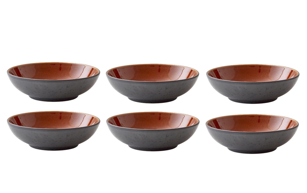 Bitz Assiette de soupe et de pâtes Ø 20 cm, 6 Pièce/s, Noir/Ambre