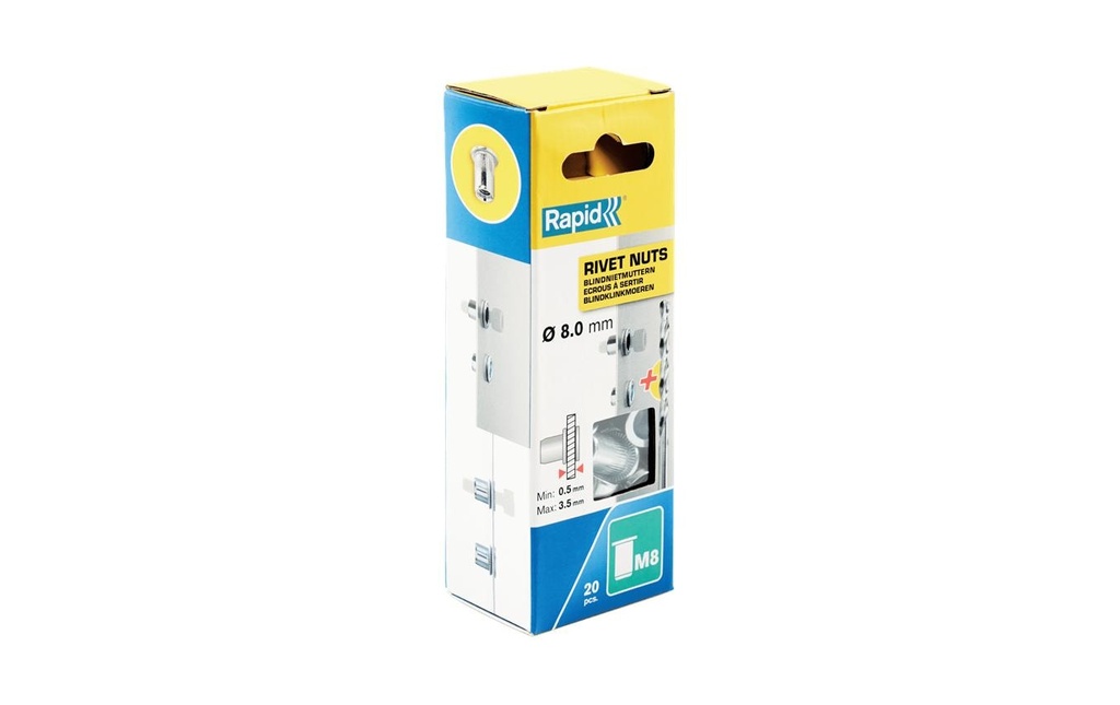 Rapid Écrous de rivets aveugles M8, 20 pièces