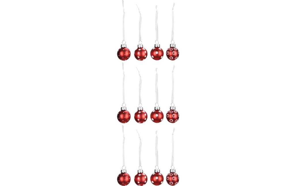 COCON Boules de Noël Dots 12 pièces, Rouge