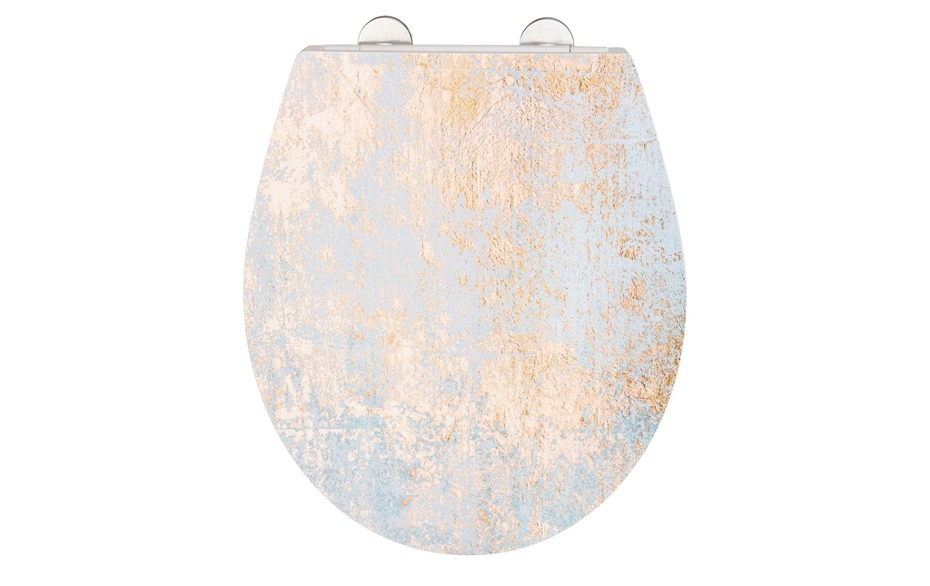 Wenko Siège de toilette Agate Système d'abaissement automatique, Doré/Blanc