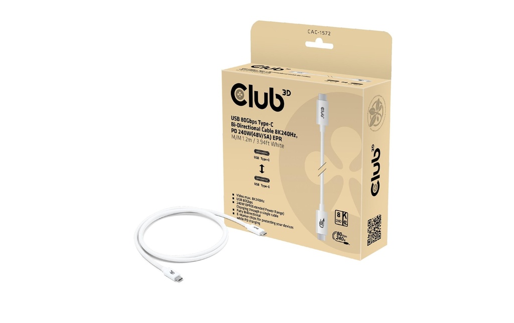 Club 3D Câble USB CAC-1572 USB-C - USB-C 1.2 m