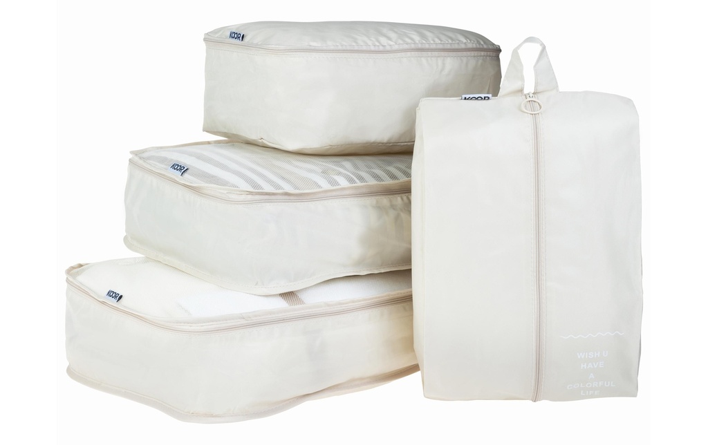 KOOR Sac à linge Set Reesa, 4 pièces, beige