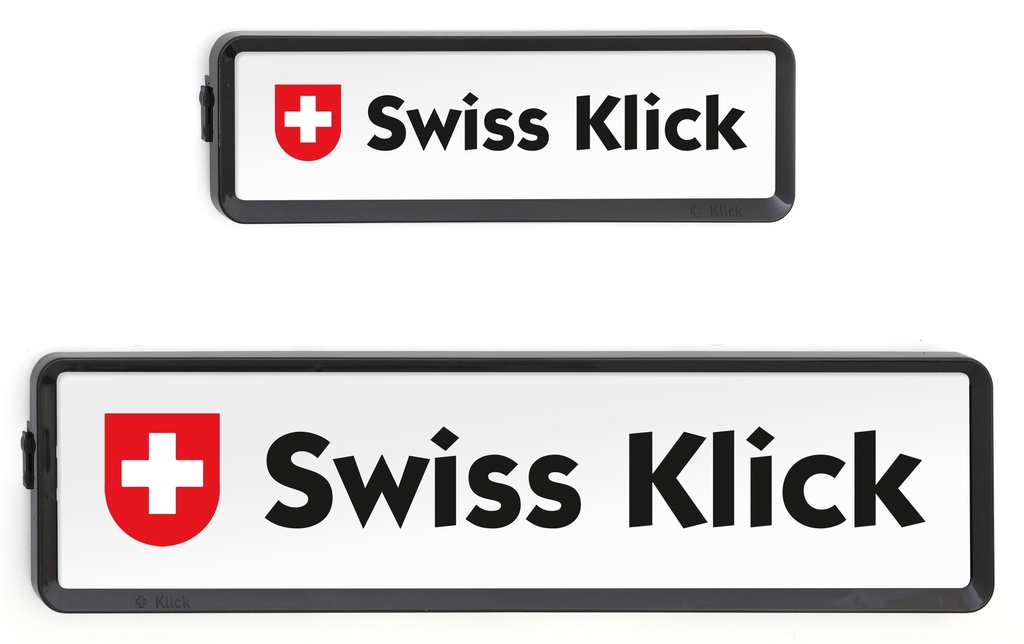 Swiss Klick Kits de Supports de plaque d’immatriculation En longueur Noir