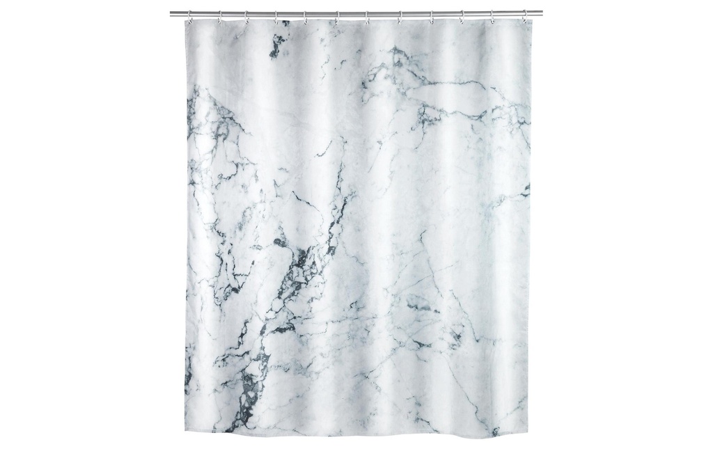 Wenko Rideau de douche Onyx 180 x 200 cm, Gris/Blanc