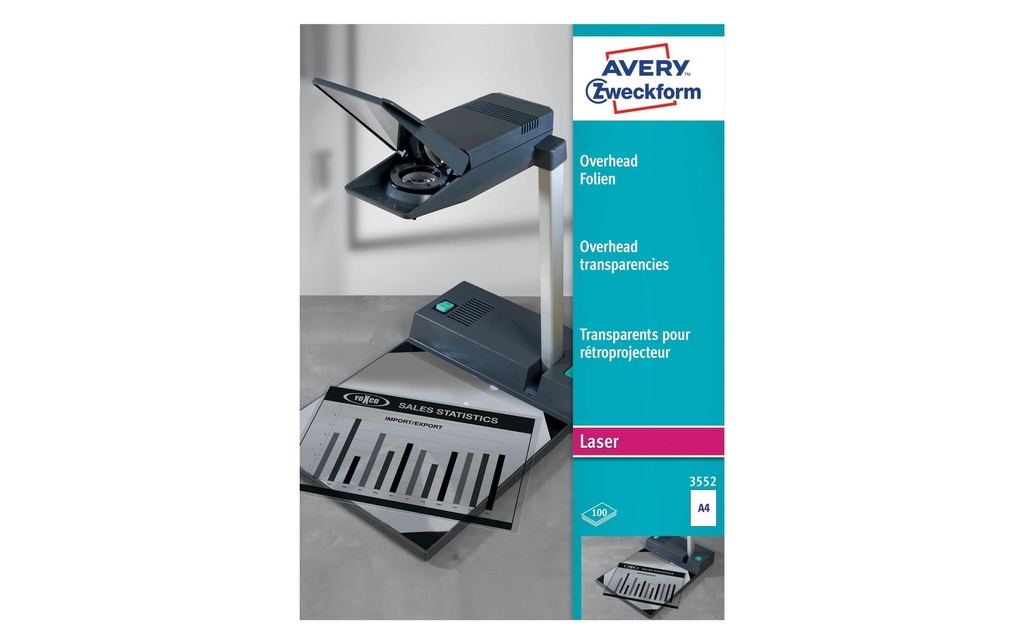 Avery Zweckform Feuille de rétroprojection Films OHP Laser A4, 100 Pièce/s, Noir