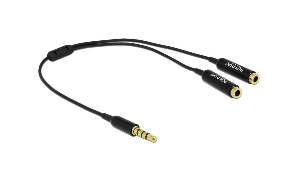 Delock Câble audio jack 3.5 mm, male – female, 0.25 m Noir