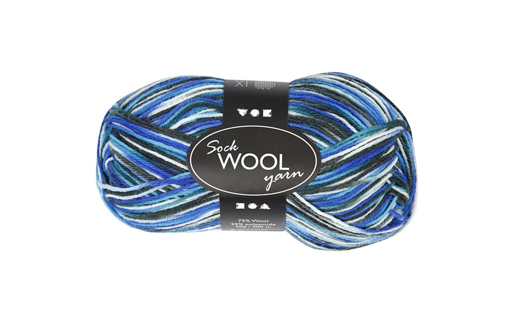 Creativ Company Laine 50 g pour les chaussettes, bleu/turquoise